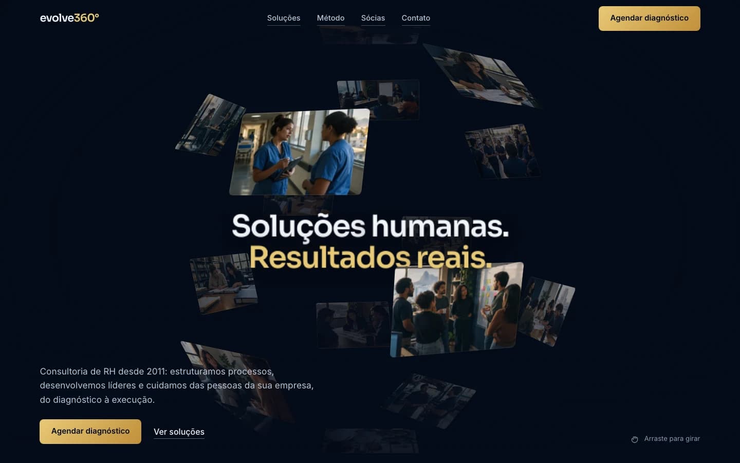 Página inicial do site da Evolve360, consultoria de RH